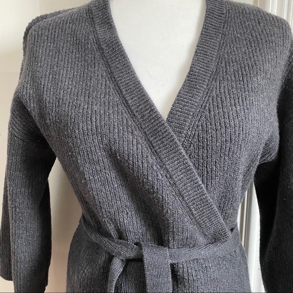 Aritzia Wilfred Free Grey Wool Wrap Top - Picture 2 of 7
